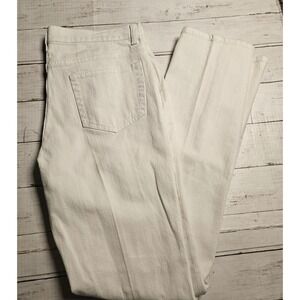 Garnet Hill White Denim Straight Leg Jeans Womens 10L Tall Stretch Cotton 16230
